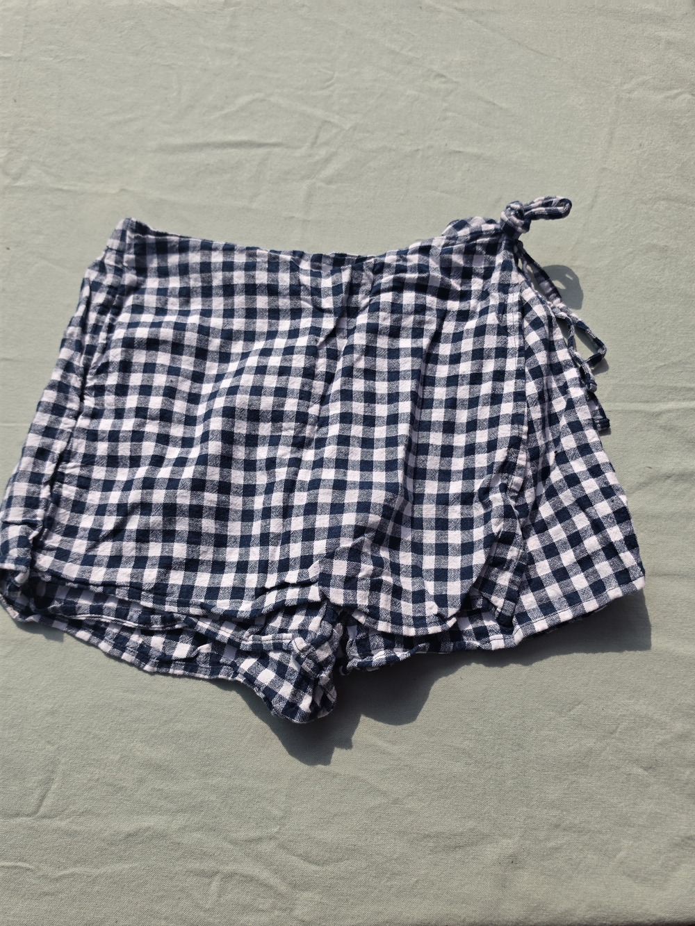 Old Navy, Navy and White Gingham Tie-Waist Skort